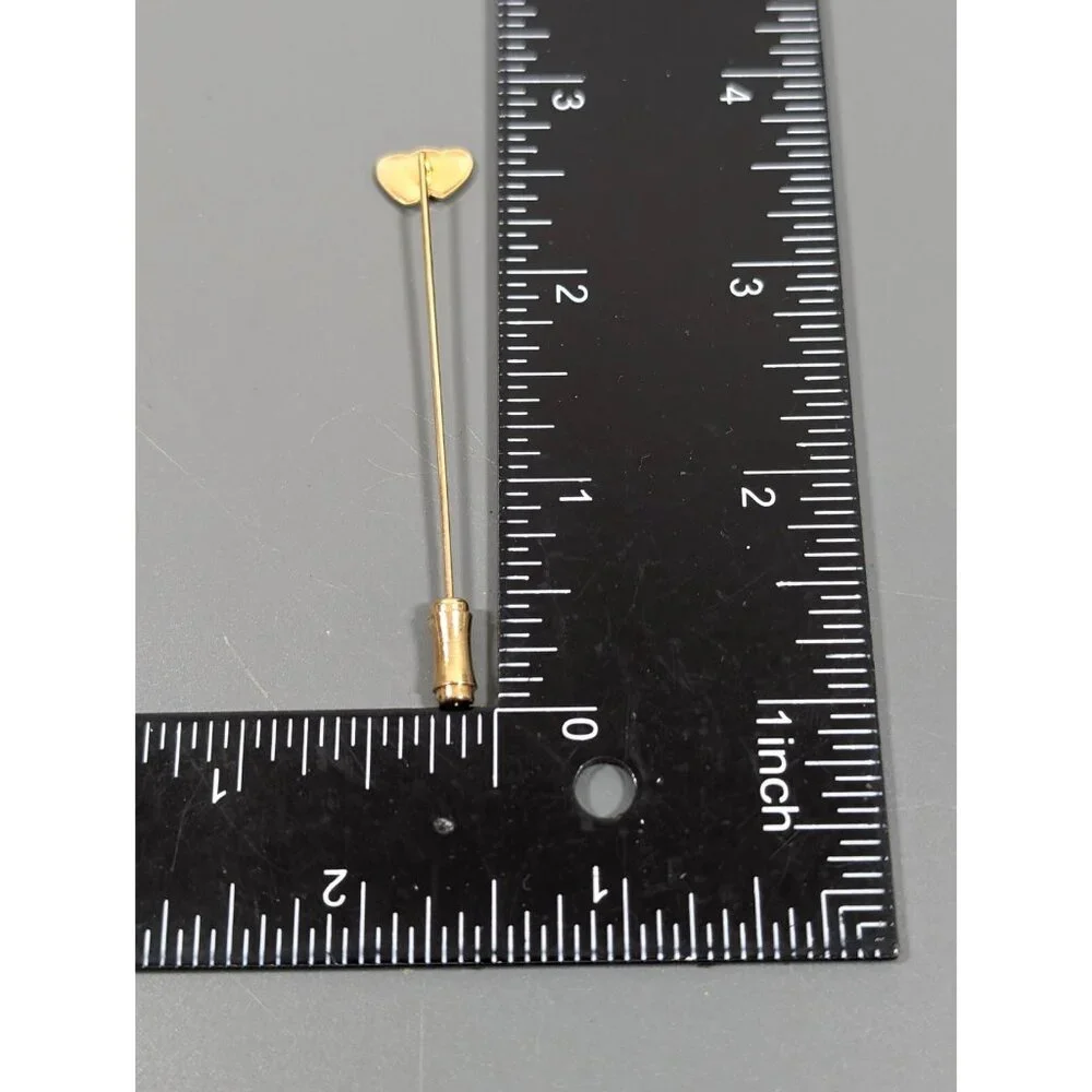 Vintage Gold Tone Double Heart Stick‎ Pin Brooch Dainty Coquette Feminine